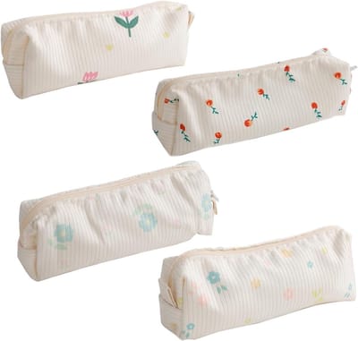 Schattige Bloemen Etui voor Meisjes - 4 Stuks Aesthetic Pennenhouder voor School en Kantoor