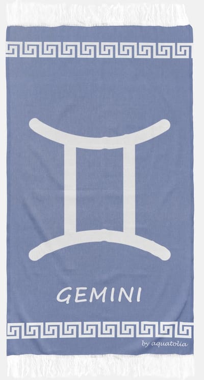 uit Turkije By Aquatolia Hamamdoek Gemini Zodiac - 100% Zacht Katoen - Strandlaken - Handdoek - Donkerblauw - 100cm x 180cm - Originele hamamdoek uit Turkije