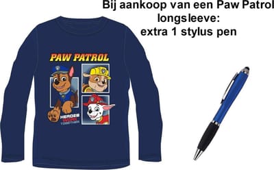 Paw Patrol Nickelodeon Longsleeve - T-shirt - Donkerblauw. Maat 98-104 cm / 3-4 jaar + EXTRA 1 Stylus Pen