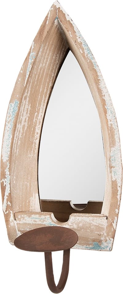 Clayre & Eef Spiegel 15x17x36 cm Beige Hout