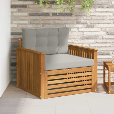 vidaXL Tuinbank Massief Acaciahout en Polyester Naturel en lichtgrijs