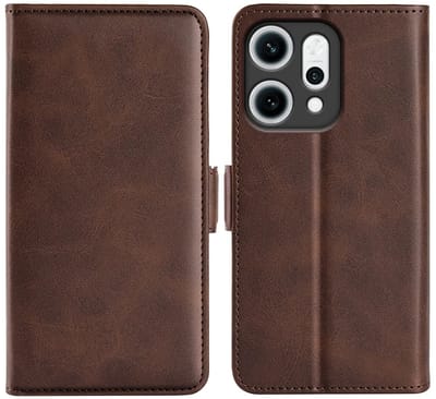 MobyDefend Hoesje - Geschikt voor Oppo Reno14 - Luxe Wallet Book Case (Sluiting Zijkant) - Bruin