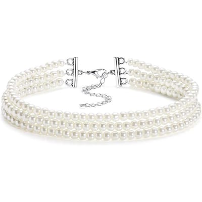 Mode Meerdere Lagen Elegante Witte Parel Kraag Choker Ketting Voor Vrouwen Kralen Handgemaakt Bruiloft Banket Ketting Vintage Sieraden white