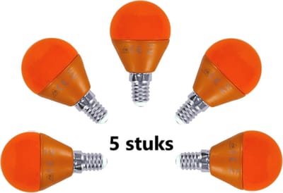 G45 kogellamp 5 stuks | E14 LED lamp 4W=30W gloeilamp | oranje licht