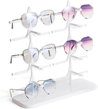 Brillenhouder - Zonnebril Display - Optische Winkel - 10 Brillen Capaciteit - 37x13x36cm - Wit