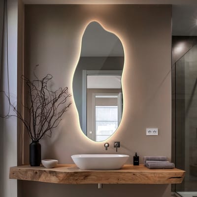 Coloray Organische Spiegel LED - LED Organische Spiegel Groot - 40 cm x 90 cm - LED Organische Badkamerspiegel - Minimalistisch Spiegel - Neutraal licht - Wandspiegel LED Organisch
