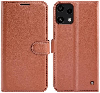 Hoesje geschikt voor Nothing Phone (3a) Lite - Phonesta Litchi Skin Book Wallet Case - Bruin