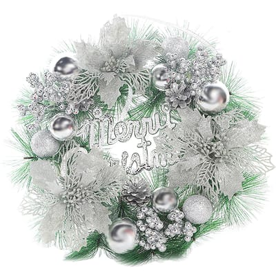 250 mm ronde slinger H-anging ornament krans decoratie kerstdecor kerstboomversieringen Silver white