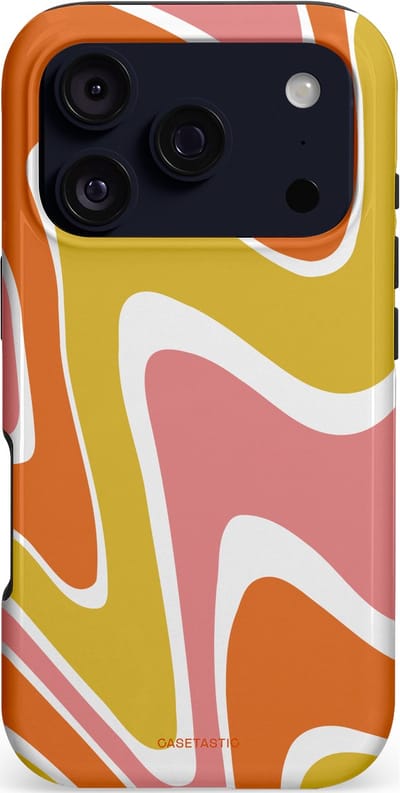 Casetastic hoesje geschikt voor Apple iPhone 17 Pro - MagSafe - Dubbellaagse bescherming - Retro rave - Fashion Case - Goud Terracotta Koraal Wit