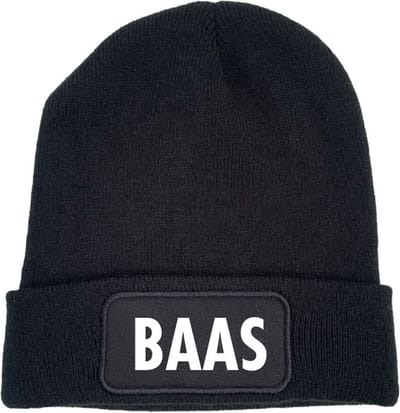 Wintermuts zwart - Baas - soBAD. | Unisex | Skimuts | Muts | Kou | met grappige tekst | Winter | Beanie