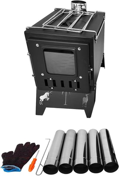 Draagbare Houtkachel - Camping Kooktoestel Warmtefornuis - Buiten Koken Verwarmen - Verbeterde Verbrandingsefficiëntie - 40 x 30 x 27.5 cm