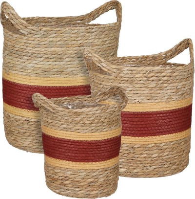 Mica Mand Rond Lieto Donkerrood 31x33 cm set van 3