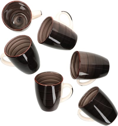 Set van 6 Coffeeblack koffiemokken met handvat zwart - 24326256