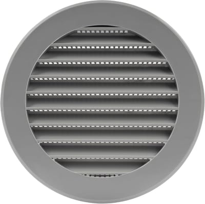 Grijs 10,5 cm Ventilatierooster - Ronde In- of Uitlaat met Schermgaas voor Badkamer, Keuken en Thuis kantoor