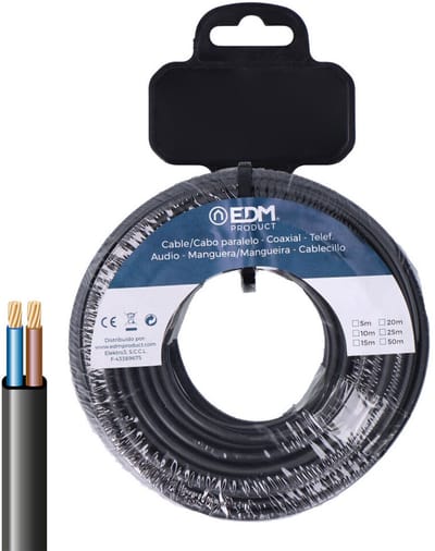 Elektrische kabelslang EDM 28732 Zwart 2 x 0,75 mm 25 m Plat