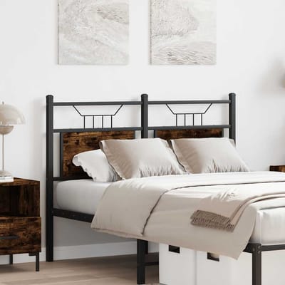 vidaXL Vervangend hoofdbord 120 cm bewerkt hout en staal gerookt eikenkleurig