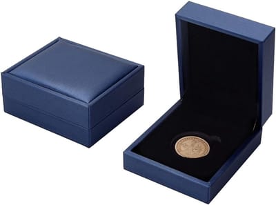 2 x 30mm Blauwe Rechthoekige Stalen Faux Leren Muntendozen met Fluweel voor Herdenkingsmunten, Medailles en Cadeaus