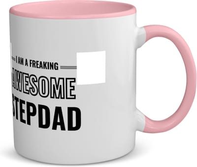 Akyol - i am a freaking awesome stepdad koffiemok - theemok - roze - Papa - de meest geweldigste stiefvader - vader cadeautjes - vaderdag - verjaardagscadeau - verjaardag - cadeau - geschenk - kado - gift - vader artikelen - 350 ML inhoud