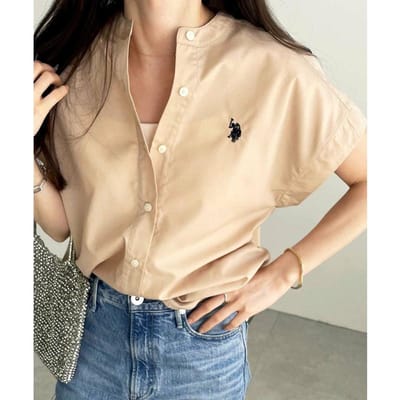 Zomer Nieuw Doorn Shirt Dames High-end Korte Mouwen Effen Kleur Geborduurd Klein Veelzijdig Mode Top Shirt L brown