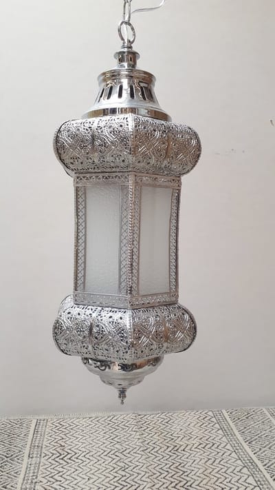 LM-Collection Jaia Hanglamp - Ø25x60cm - E27 - satin Nikkel - Metaal/Glas - hanglampen eetkamer, hanglamp zwart, hanglampen woonkamer, hanglamp slaapkamer, hanglamp kinderkamer, hanglamp rotan, hanglamp hout, hanglamp industrieel