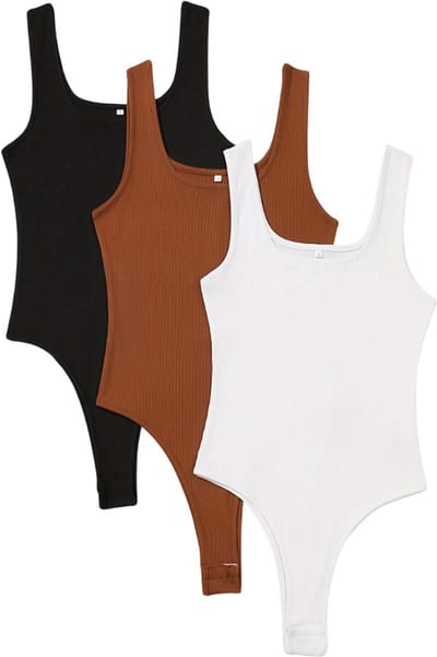 Livano Bodysuit Dames - Jumpsuit - Corrigerend Ondergoed - Body plunge - Lingerie - Setje Vrouwen - 3 Pcs - Zwart/Wit/Bruin - Maat S