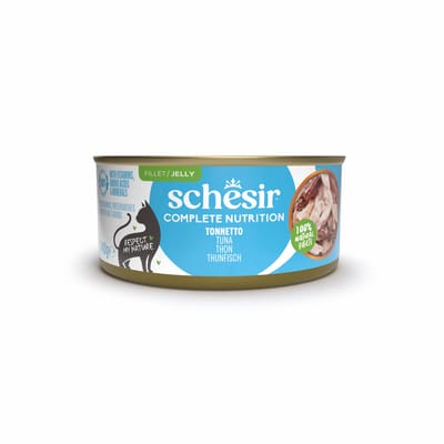 Voordeelpakket: 24x140g Schesir Complete Nutrition in gelei tonijn natvoer voor katten