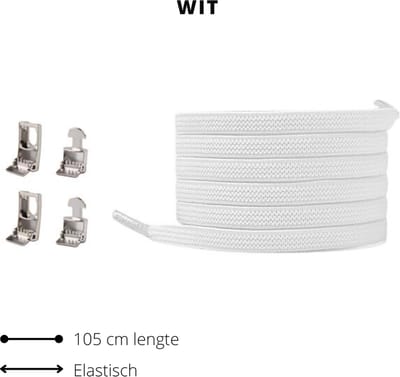 Beste Veters - Lock laces - Veters elastische - Veter sluiting - Veters 100 cm - Veters wit