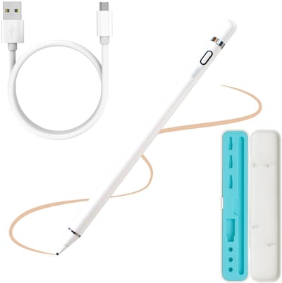 ADEL Stylus Pen Universeel met Perfecte Precisie voor Tablet en Smartphone - Incl. Opbergcase - Oplaadbare Styluspen - Touchscreen Styluspennen - Getest en Geschikt voor o.a. iPad, iPhone, Samsung, LG, Google Pixel en Xiaomi - Wit
