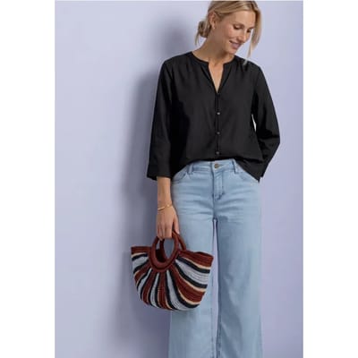 Blouse met 3/4-mouwen en split in de hals