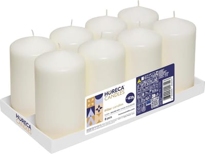 Grote Ivoor Stompkaarsen Set van 8 - 8x15 cm - Geurloos & Rookvrij - RAL Kwaliteit