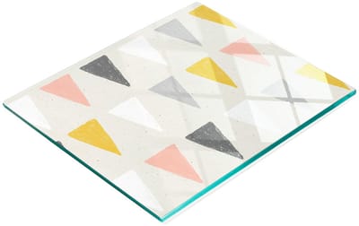 Decoratieve glazen keukensnijplank in driehoekvorm, vintage stijl, 60x52 cm