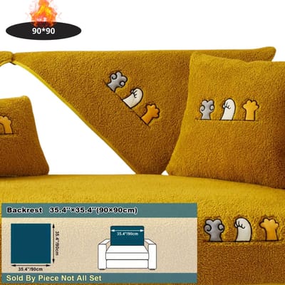 Livano Bankhoes - Bankbeschermer - Stretch - Sofa Cover - Pluche - Geel - Rugleuning 90x90