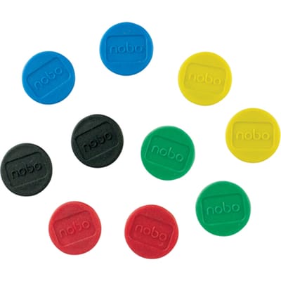 Nobo Magnetische Whiteboard Magneten - Pak Van 10 stuks - 13mm Magneten - Assorti 5 Kleuren