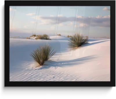 Poster in lijst - Fotolijst 40x30 cm - Posters - Duinen - Gras - Wolken - Beige - Posterlijst zwart - Decoratie - Wanddecoratie woonkamer - Muurdecoratie slaapkamer