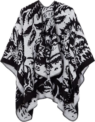 Gebreide Sjaal Poncho - Cape Vest - Warmte en Stijl - Bloemenprint Design - One Size - Meerdere Kleuren