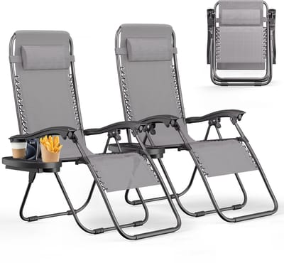 Soontrans Nulzwaartekracht Opvouwbare Ligstoelen - Tuinstoelen - Verstelbare Rugleuning – Ligbedden - Tuinligstoel - Balkonligstoel -Terrasstoel Voor Tuin - Strand - Zwembad-2pcs-Grijs