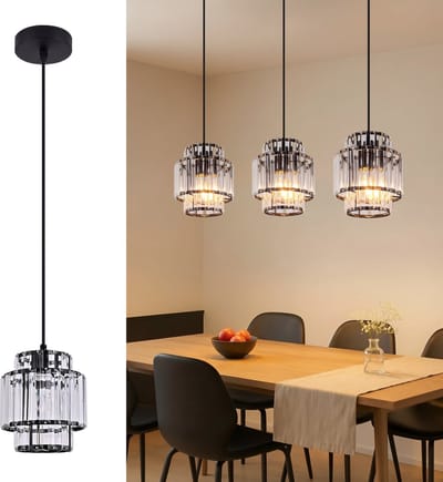 NETTLIFE E27 Hanglamp - 1 Vlamig - Kristal & Glas - Hoogte Verstelbaar - Voor Woonkamer & Keuken - Zonder Lampen