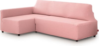 Belmarti® Bankhoes Bali Chaise Longue Links 195-220cm breed - Roze - geschikt voor banken zonder armleuningen - multi-elastische kwaliteit met uitzonderlijk aanpassingsvermogen