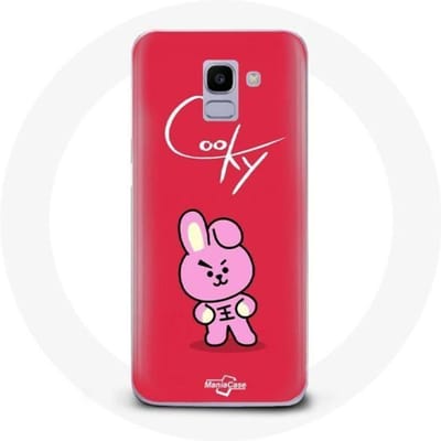 Coque pour Samsung Galaxy A8 2018 BTS Bangtan Garçons BT21 Cooky Fond Rouge