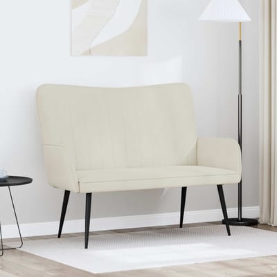 vidaXL - 2-Zits - Sofa - Crèmekleurig - 115 - x - 61 - x - 87 - cm - fluweel