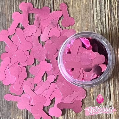 GetGlitterBaby® - Roze Piemels Chunky Festival Glitters voor Lichaam en Gezicht / Bio Vegan Biodegradable Biologische Face Body Glitter Jewels Piemels / Penis Roze Pink - Vrijgezellenfeest / Gay Pride