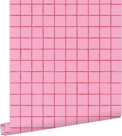 ESTAhome behang geblokt motief roze - 0.53 x 10.05 m - 131597