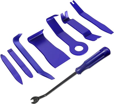 Schroevendraaier - Gereedschapset voor het verwijderen van auto-interieurpanelen - 8-delige set - Robuust en duurzaam - Autogereedschap voor het verwijderen van interieurpanelen uit autodeuren, dashboards en audio-dashboards - Blauw