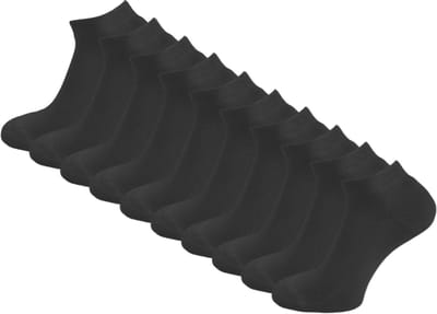 10 paar Badstof Sneakersokken - Lage Werk & Sportsokken - Extra gevoerd - Naadloos - SQOTTON® - Zwart - Maat 35-38