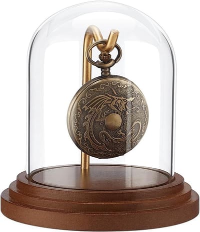 Ronte - Dome Showcase voor Horloges en Planten - Decoratieve Vitrine met Glazen Display - Zakhorloge Display Pot - Houten Basis - Medailles en Collectibles - 10,8x10,5 cm