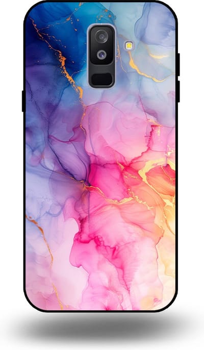 Smartphonica Telefoonhoesje geschikt voor Samsung Galaxy A6 Plus 2018 met marmer opdruk - TPU backcover case marble design - Regenboog geschikt voor Samsung Galaxy A6 Plus 2018