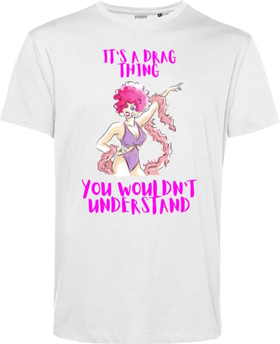 T-shirt It's a Drag Thing | Gay pride shirt kleding | Regenboog kleuren | LGBTQ | Wit | maat XS