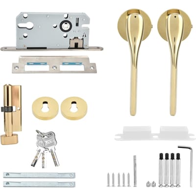 Serrure de porte mécanique avec poignée, kit de verrouillage antivol pour porte de chambre intérieure moderne beige