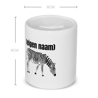 Akyol - zebra met eigen naam Spaarpot - Zebra - dieren liefhebber - iemand die houdt van zebra's - verjaardag - cadeau - kado - geschenk - 350 ML inhoud
