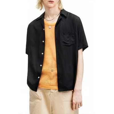 AllSaints Sunsmirk Ss Shirt Jet Black Maat: M | Casual Overhemden Outlet | Heren | Zwart